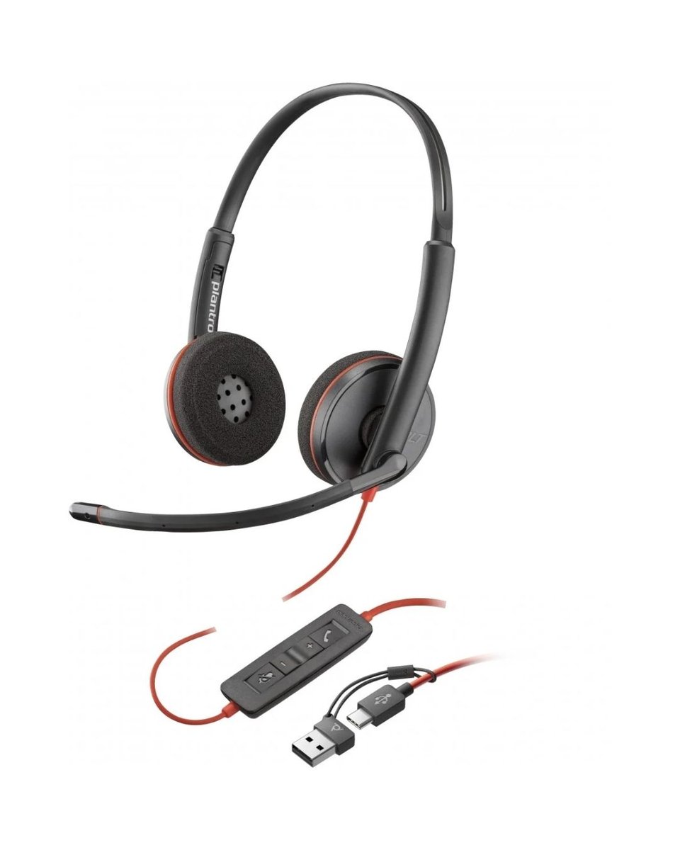 Poly Blackwire 3220 Stereo USB-C Headset +USB-C/A Adapter